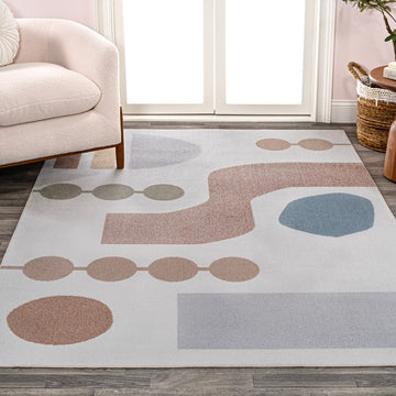 Riley Abstract Coastal Kids & Novelty Machine-washable Area Rug